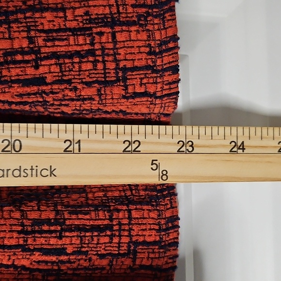 Anthropologie Ro&De Perette Frill Blouse Size XS Rust Navy Blue Textured Peplum - Picture 10 of 12